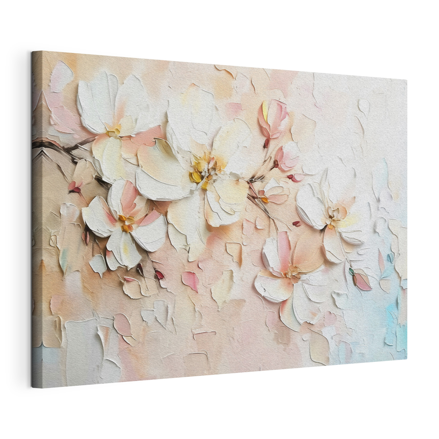 Painting of flowers on a white surface