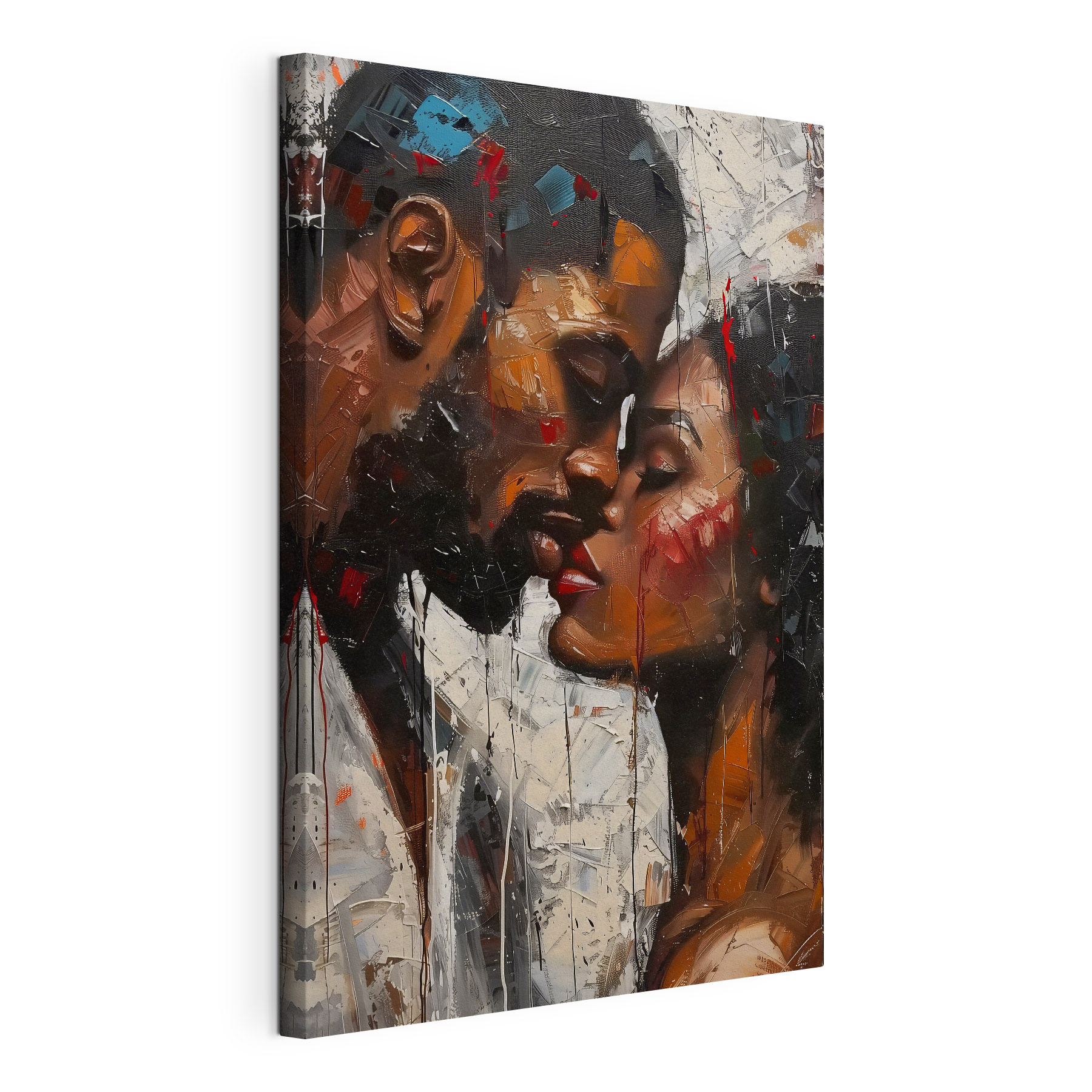 Painting of a man and woman kissing Painting of a man and woman kissing