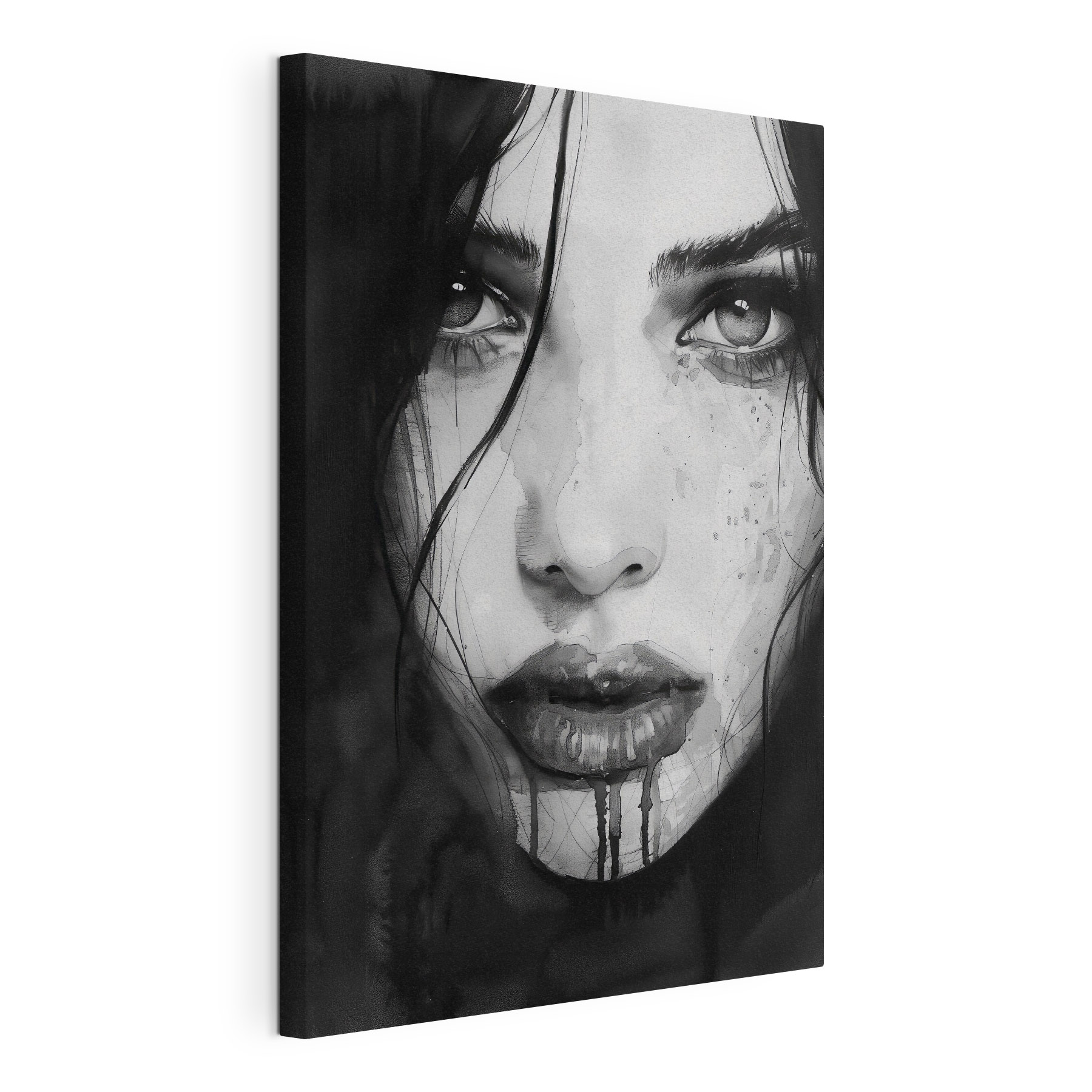 Woman with dark hair and a bloody face Woman with dark hair and a bloody face