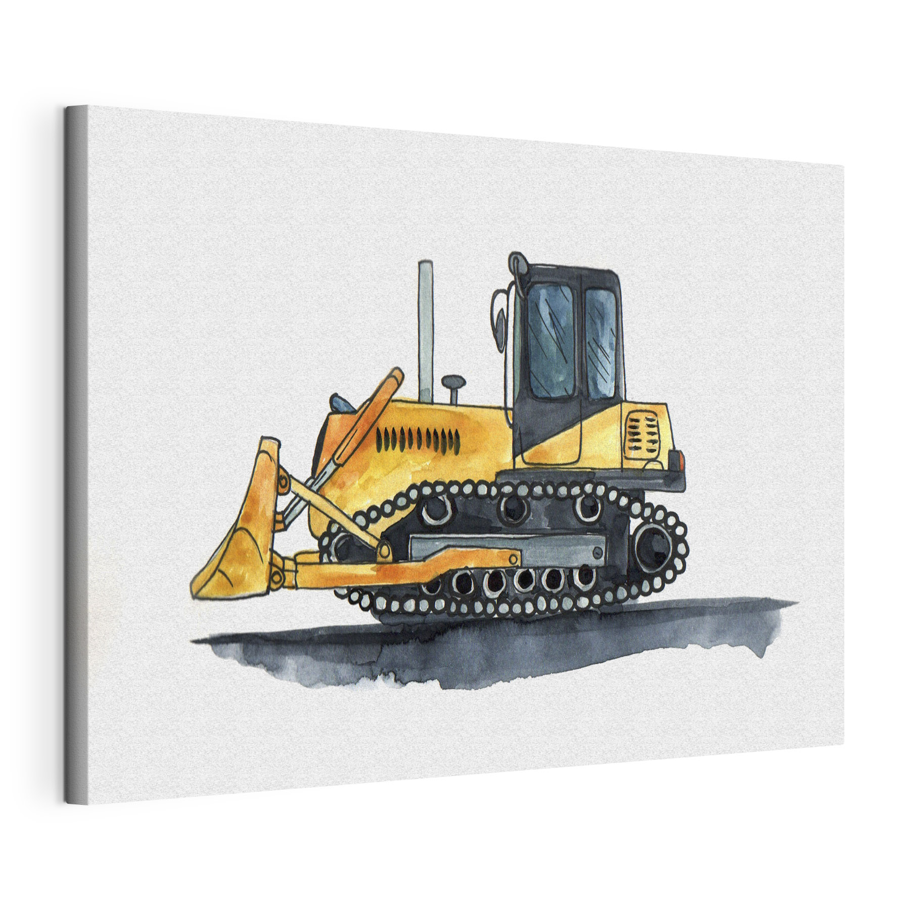 Yellow bulldozer with a bucket