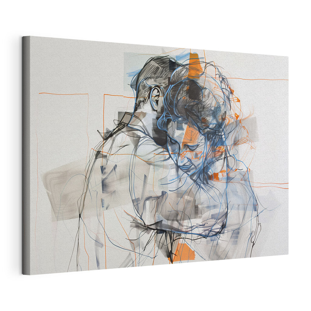 Drawing of a man and woman hugging Drawing of a man and woman hugging