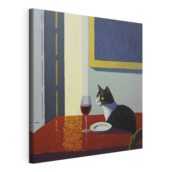 Quadri Un gatto seduto a un tavolo con un piatto e un altro piatto (COD: s39913) Quadri Quadri Un gatto seduto a un tavolo con un piatto e un altro piatto (COD: s39913)