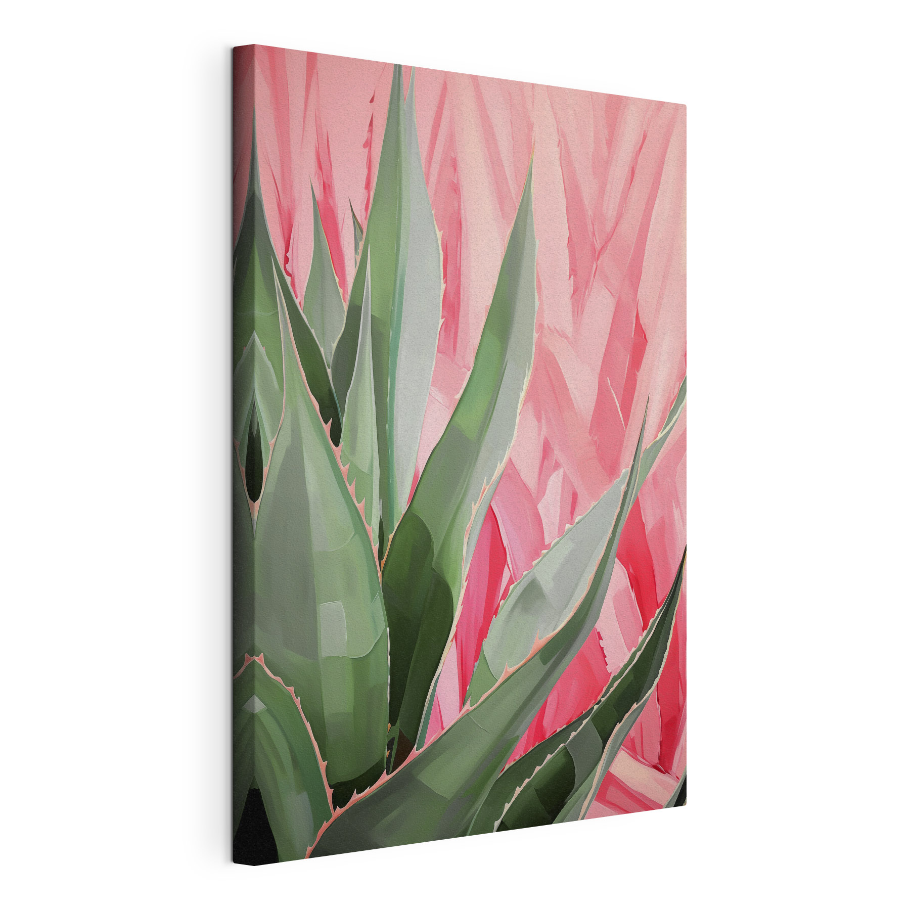 Vibrant greens against a soft pink Vibrant greens against a soft pink