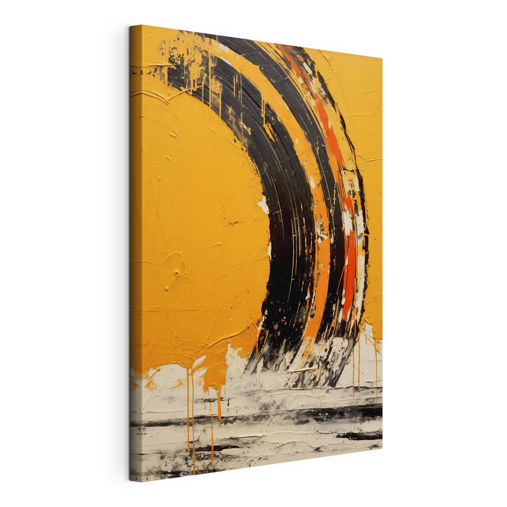 Black and orange paint on a yellow surface Black and orange paint on a yellow surface