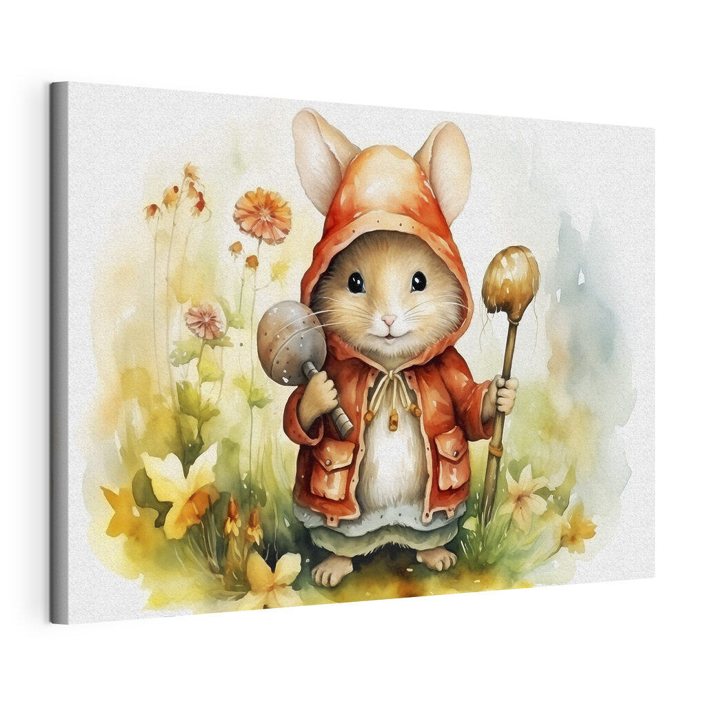 Mouse wearing a raincoat holding a stick Mouse wearing a raincoat holding a stick