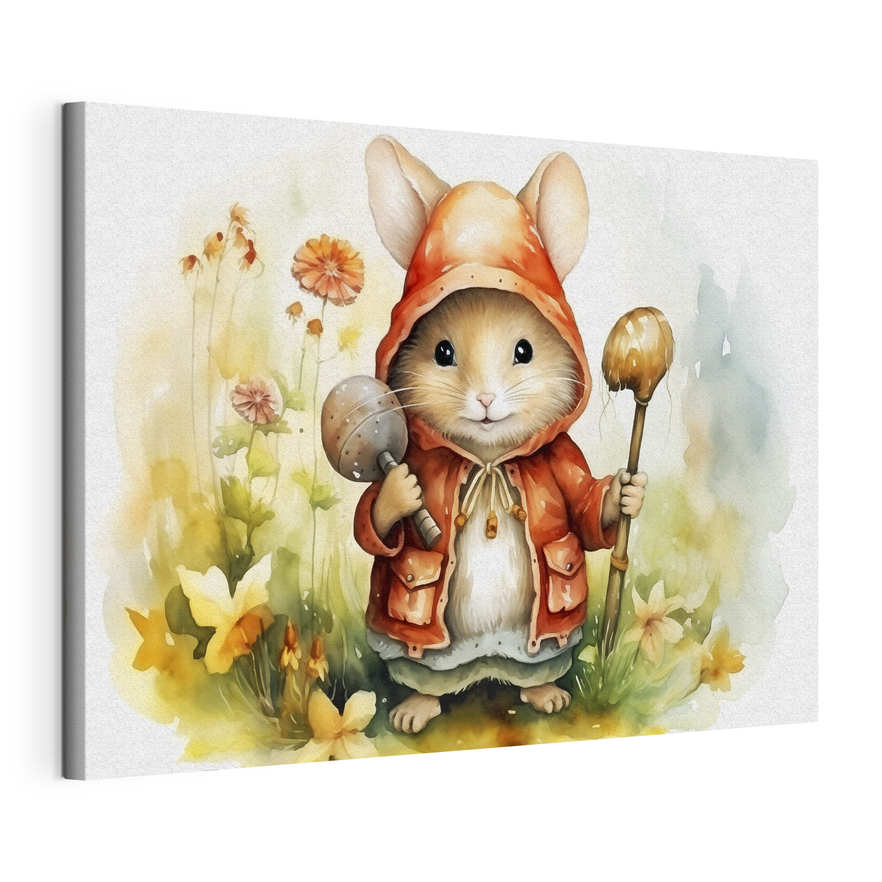 Mouse wearing a raincoat holding a stick Mouse wearing a raincoat holding a stick