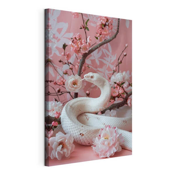 Quadri Serpente bianco con fiori rosa (COD: s39941) Quadri Quadri Serpente bianco con fiori rosa (COD: s39941)