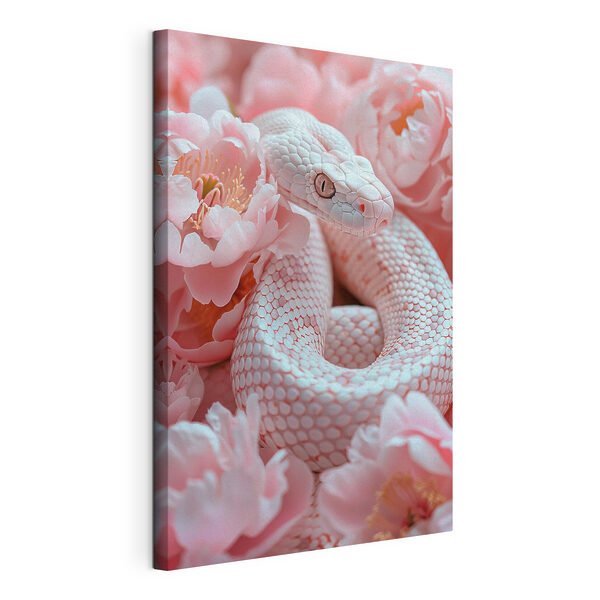 Quadri Serpente bianco tra fiori rosa (COD: s39944) Quadri Quadri Serpente bianco tra fiori rosa (COD: s39944)
