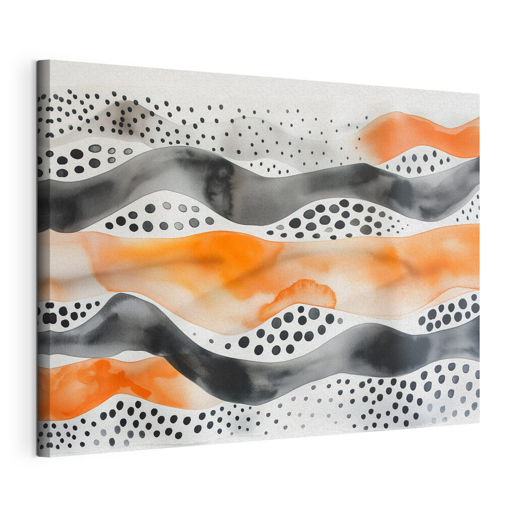 Watercolor painting of waves and dots Watercolor painting of waves and dots