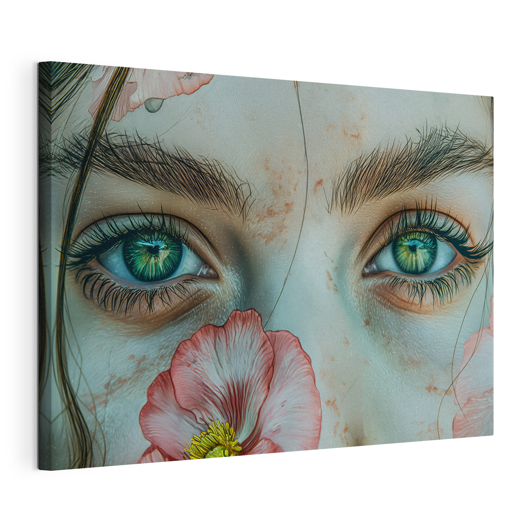 Eyes and flowers intertwined in beauty