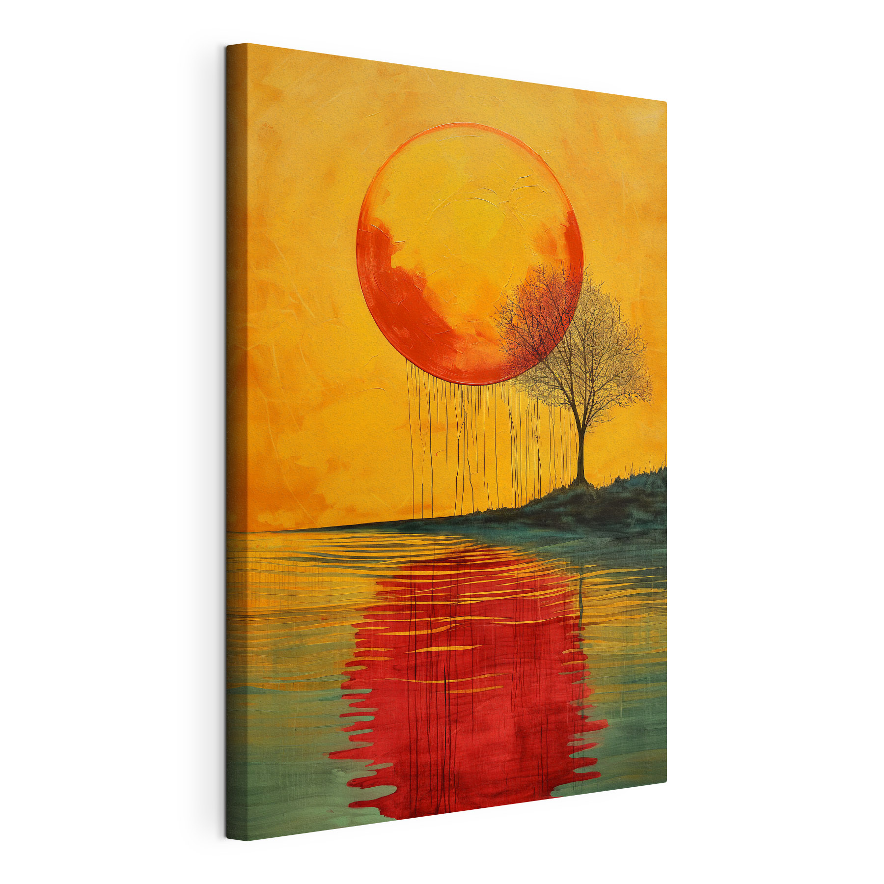 Painting of a tree and a large moon