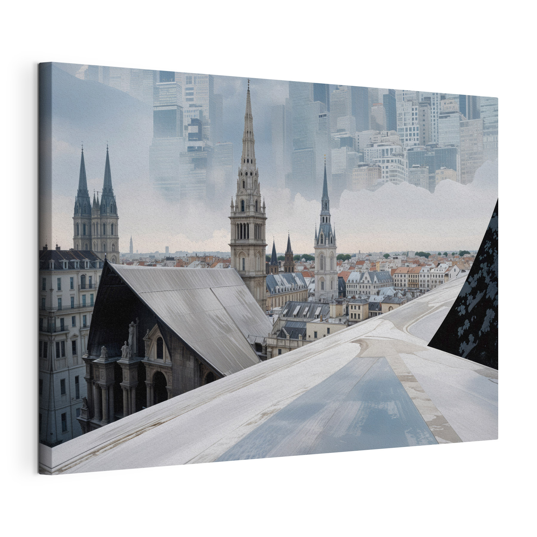 City with tall spires and a city skyline