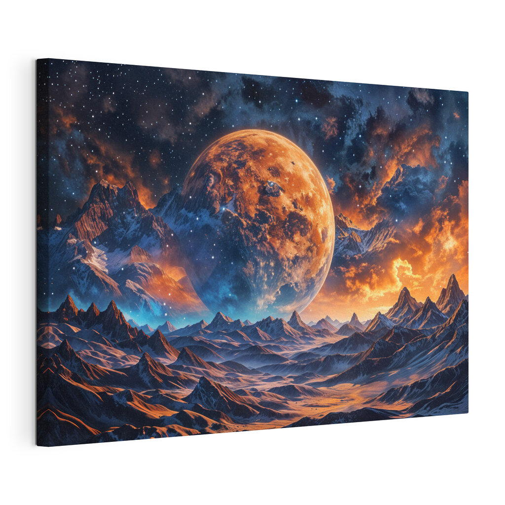 Landscape of mountains and a moon Landscape of mountains and a moon