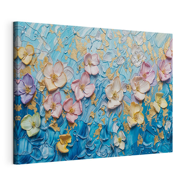 Quadri Dipinto di fiori su fondo blu