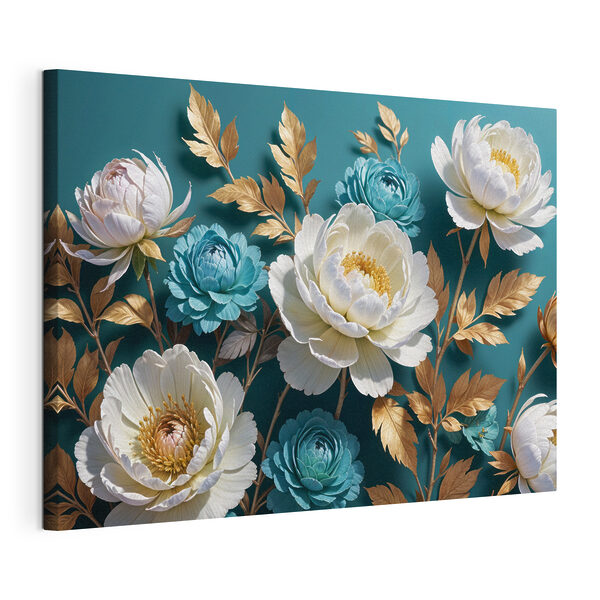 Quadri Quadri Composizione di fiori bianchi e blu (COD: s40036)