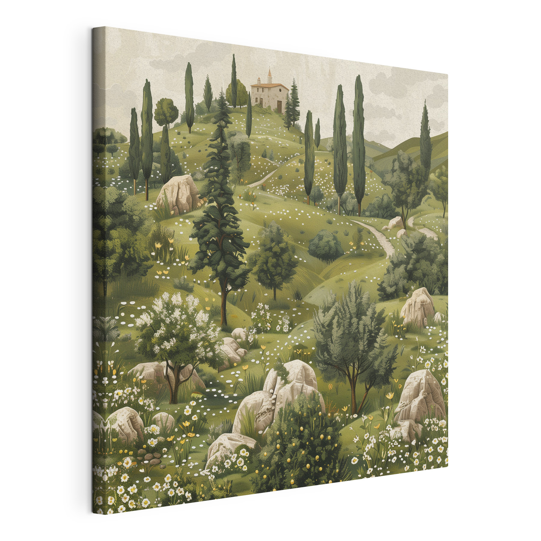 Landscape with trees and a house on top of it Landscape with trees and a house on top of it