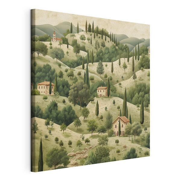 Quadri Dipinto raffigurante un paesaggio con case e alberi (COD: s40077) Quadri Quadri Dipinto raffigurante un paesaggio con case e alberi (COD: s40077)