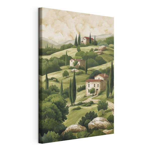 Quadri Dipinto raffigurante un paesaggio con case e alberi (COD: s40080) Quadri Quadri Dipinto raffigurante un paesaggio con case e alberi (COD: s40080)