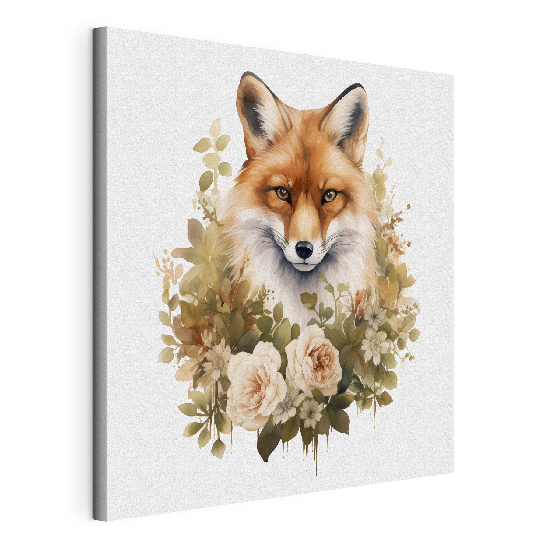 Fox with flowers around it