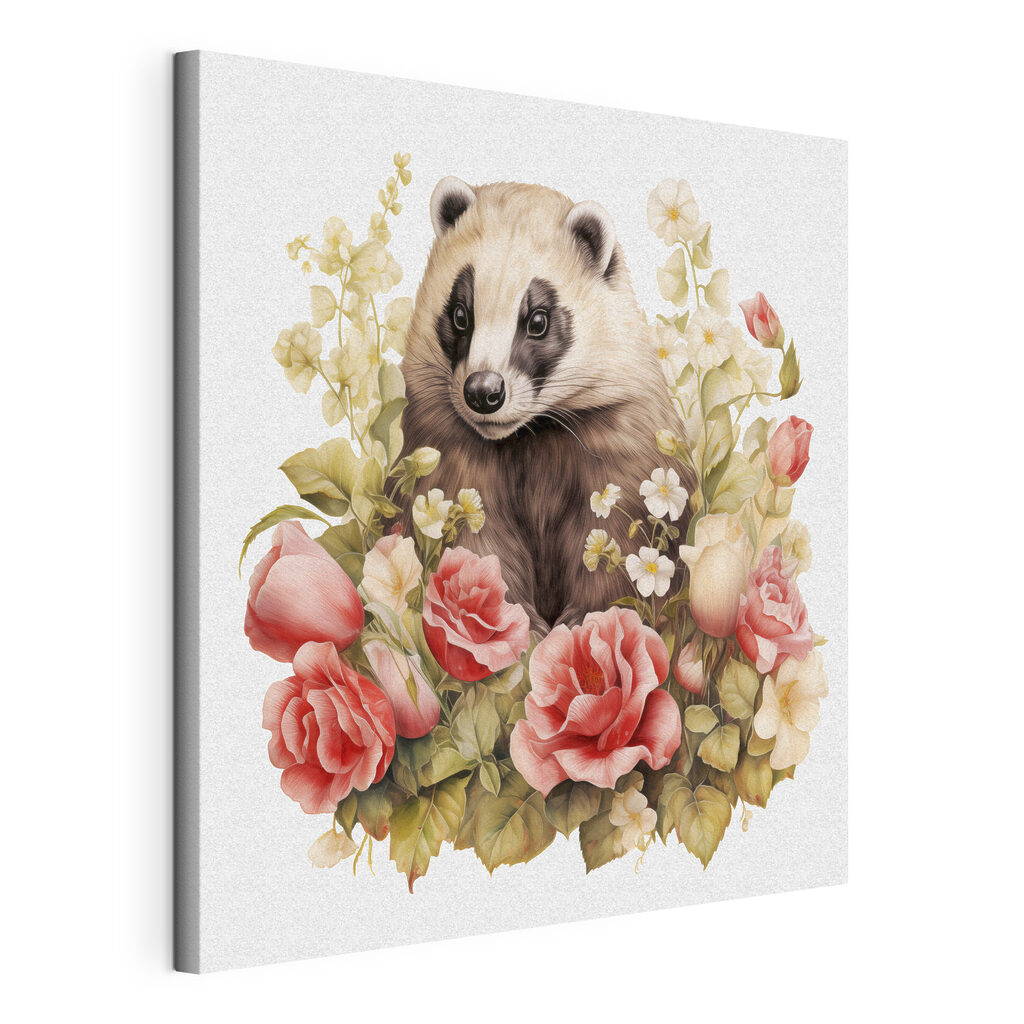 Raccoon surrounded by flowers Raccoon surrounded by flowers