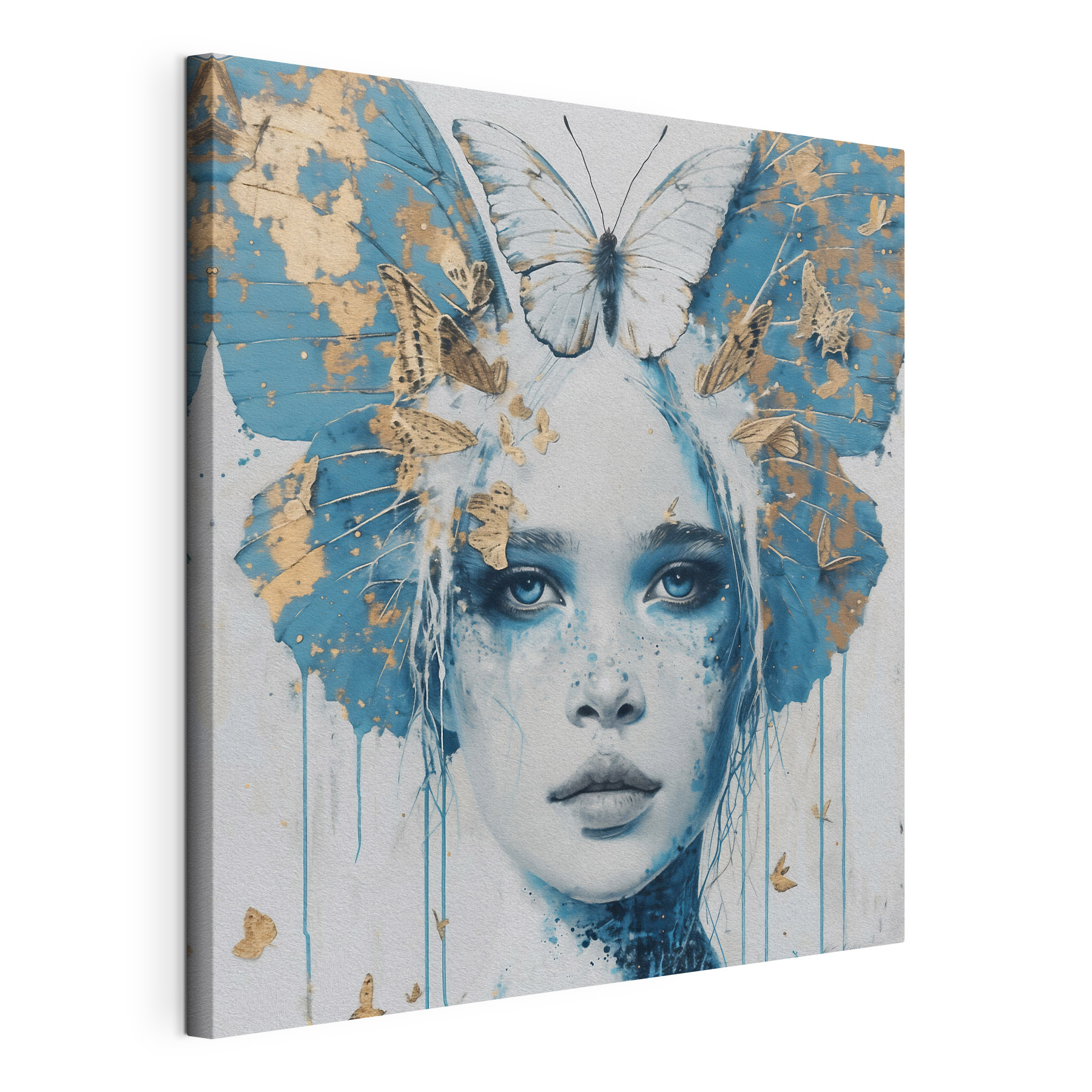 Woman with butterfly on her head Woman with butterfly on her head