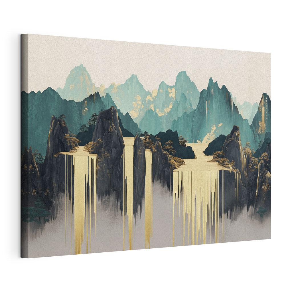 Painting of mountains and water