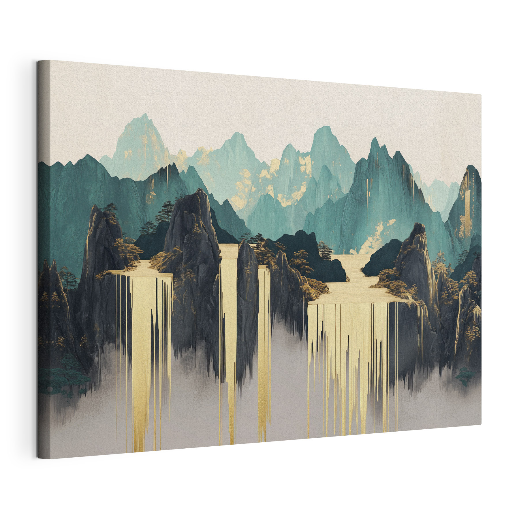 Painting of mountains and water