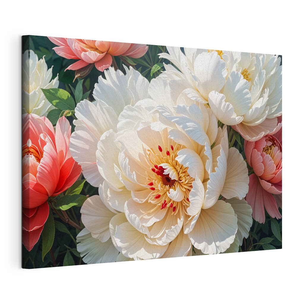 Blooming peonies in soft pastel hues