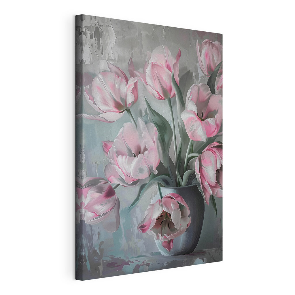 Painting of pink flowers in a vase