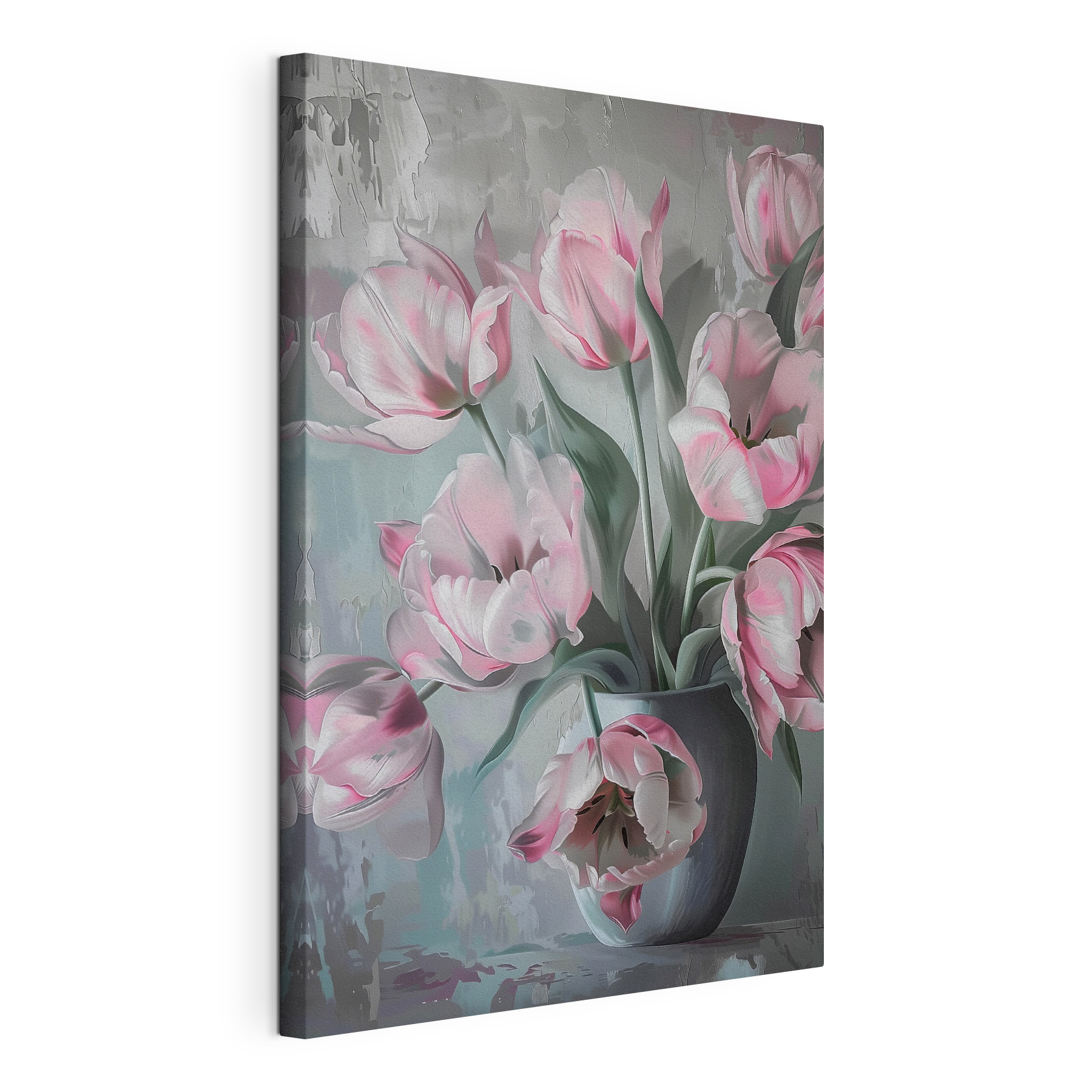 Painting of pink flowers in a vase