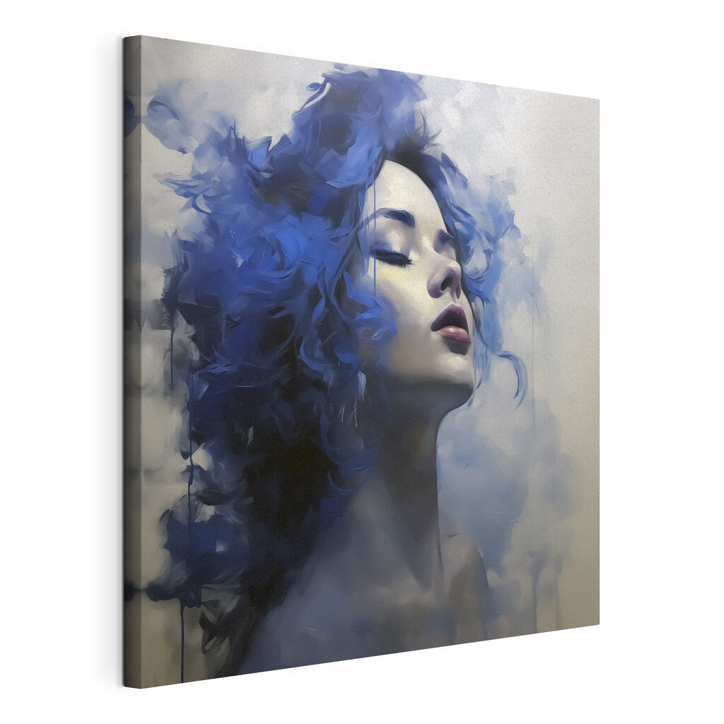 Woman with blue hair