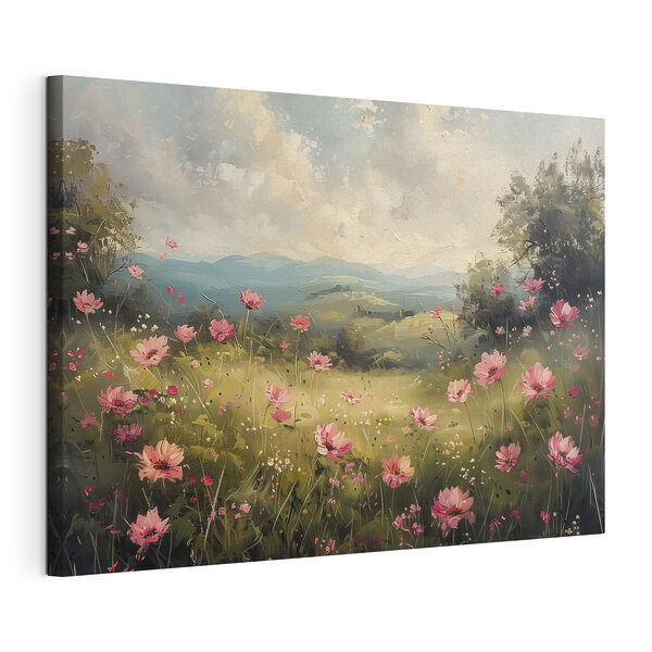 Quadri Dipinto raffigurante un campo di fiori rosa (COD: s40234) Quadri Quadri Dipinto raffigurante un campo di fiori rosa (COD: s40234)