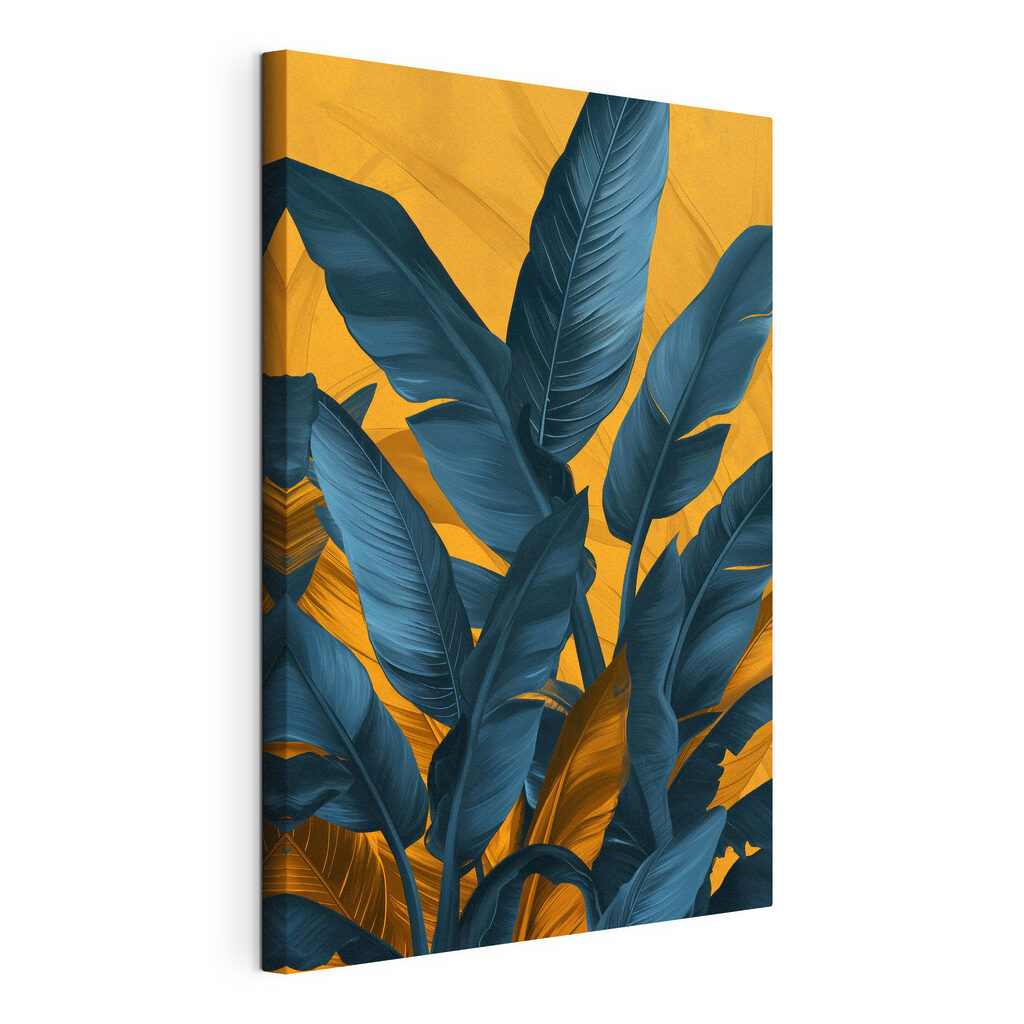 Vibrant leaves against a bold backdrop