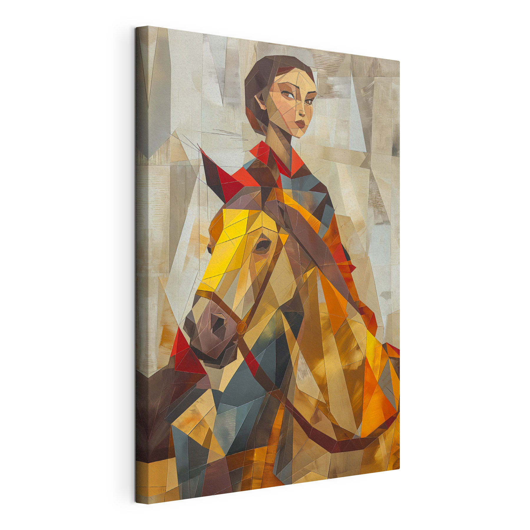 Painting of a woman riding a horse Painting of a woman riding a horse