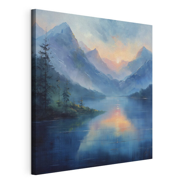 Quadri Dipinto raffigurante un lago con montagne e alberi (COD: s40302) Quadri Quadri Dipinto raffigurante un lago con montagne e alberi (COD: s40302)