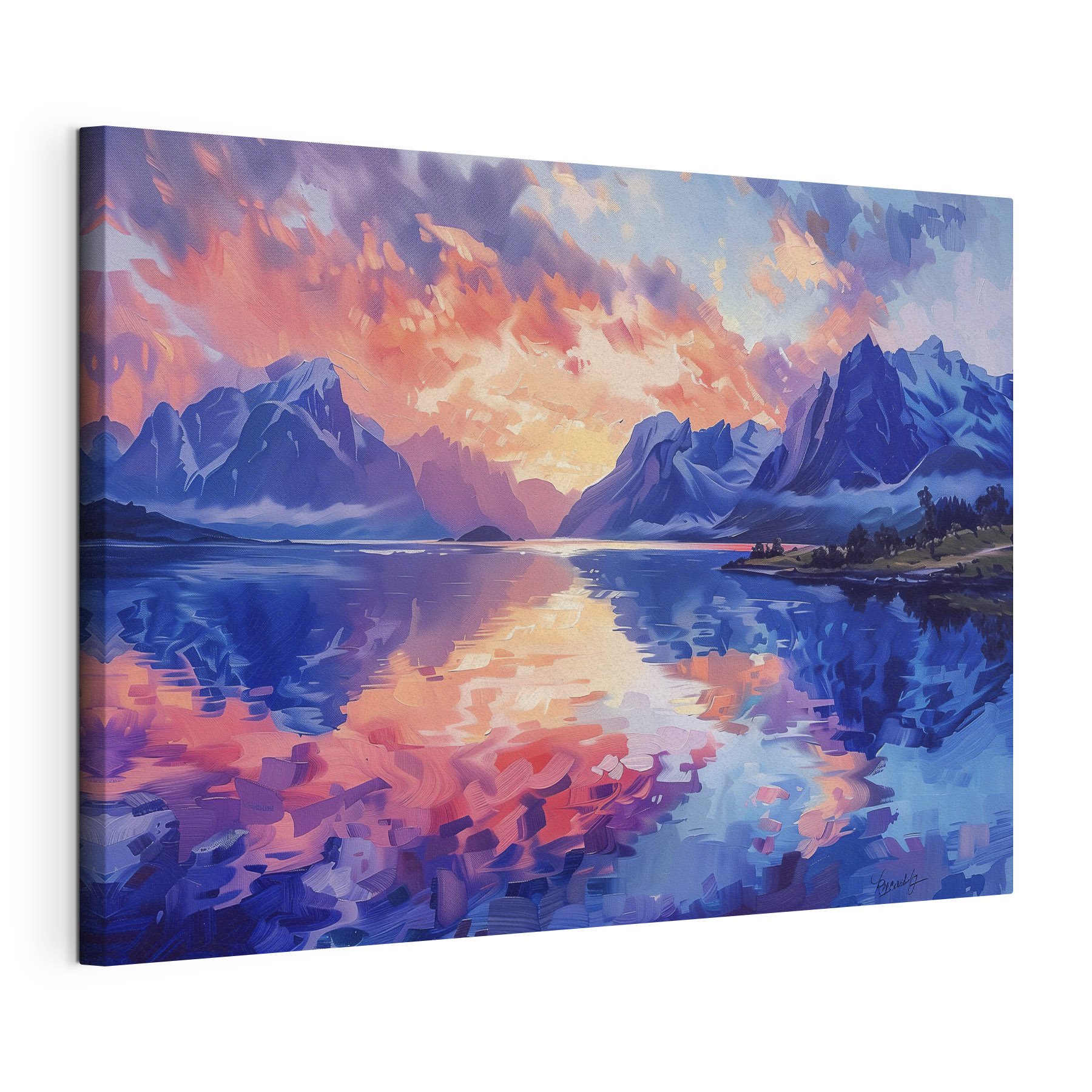 Painting of mountains and water