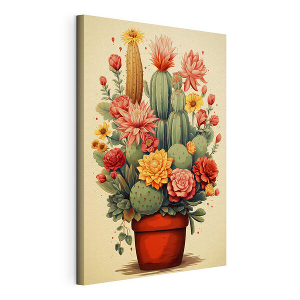 Quadri Cactus e fiori in vaso