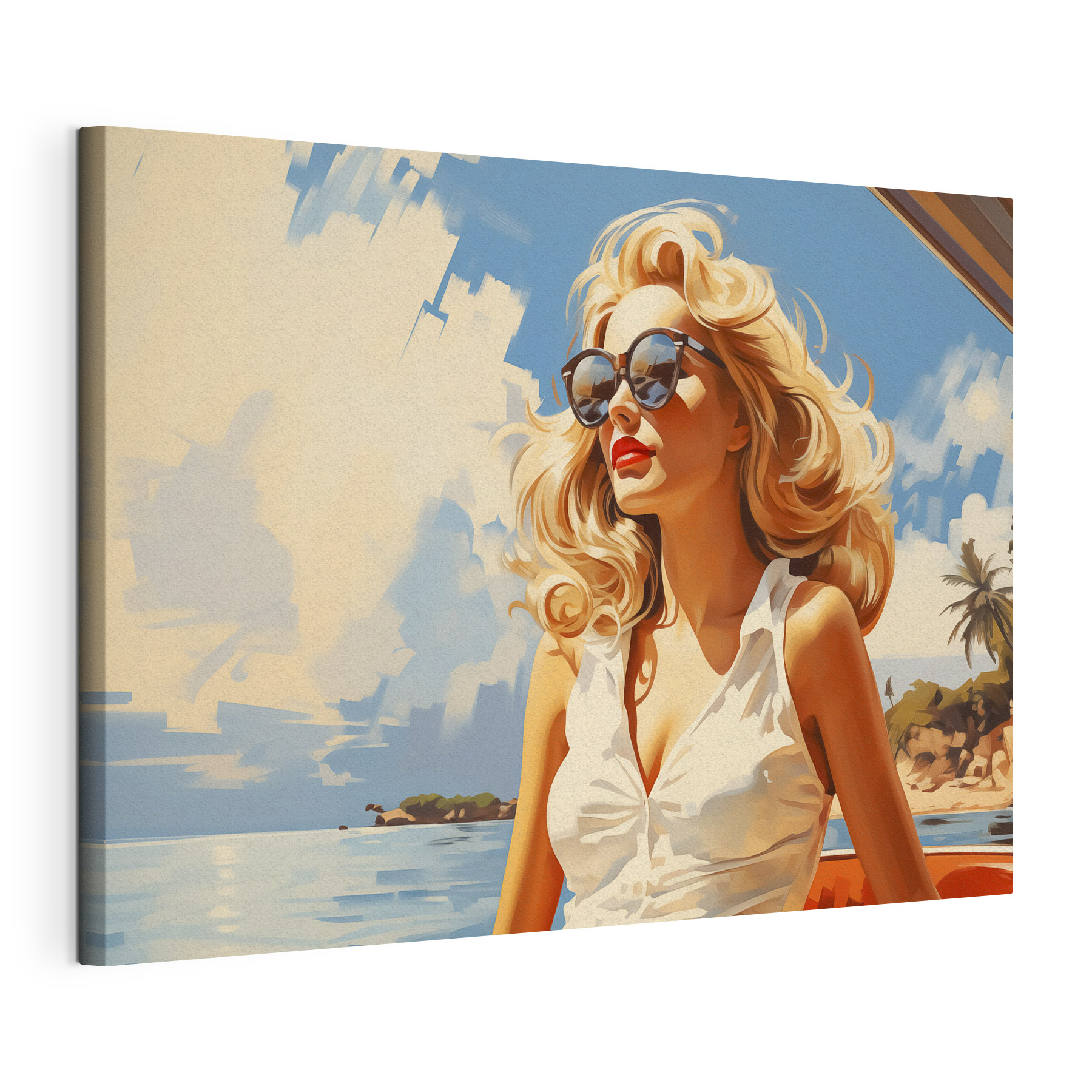 Woman wearing sunglasses and a white dress Woman wearing sunglasses and a white dress
