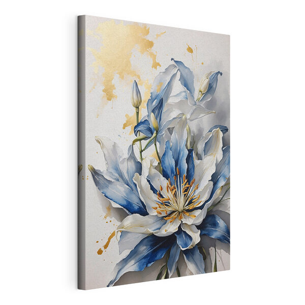 Dipinto raffigurante un fiore bianco e blu Quadri Dipinto raffigurante un fiore bianco e blu
