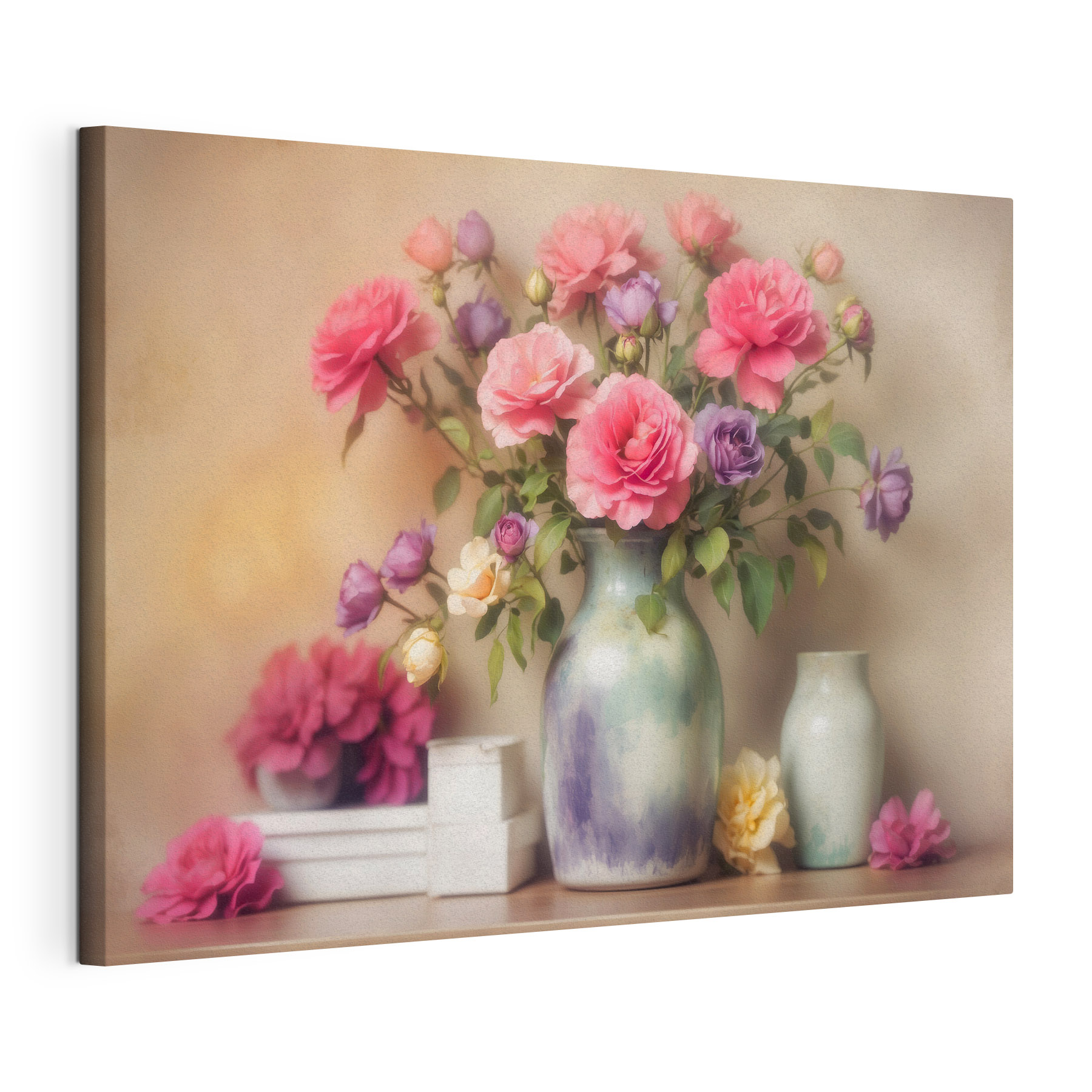 Vase with flowers on a shelf Vase with flowers on a shelf