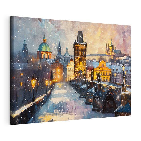 Quadri Ponte su un fiume con edifici e neve (COD: s40363) Quadri Quadri Ponte su un fiume con edifici e neve (COD: s40363)