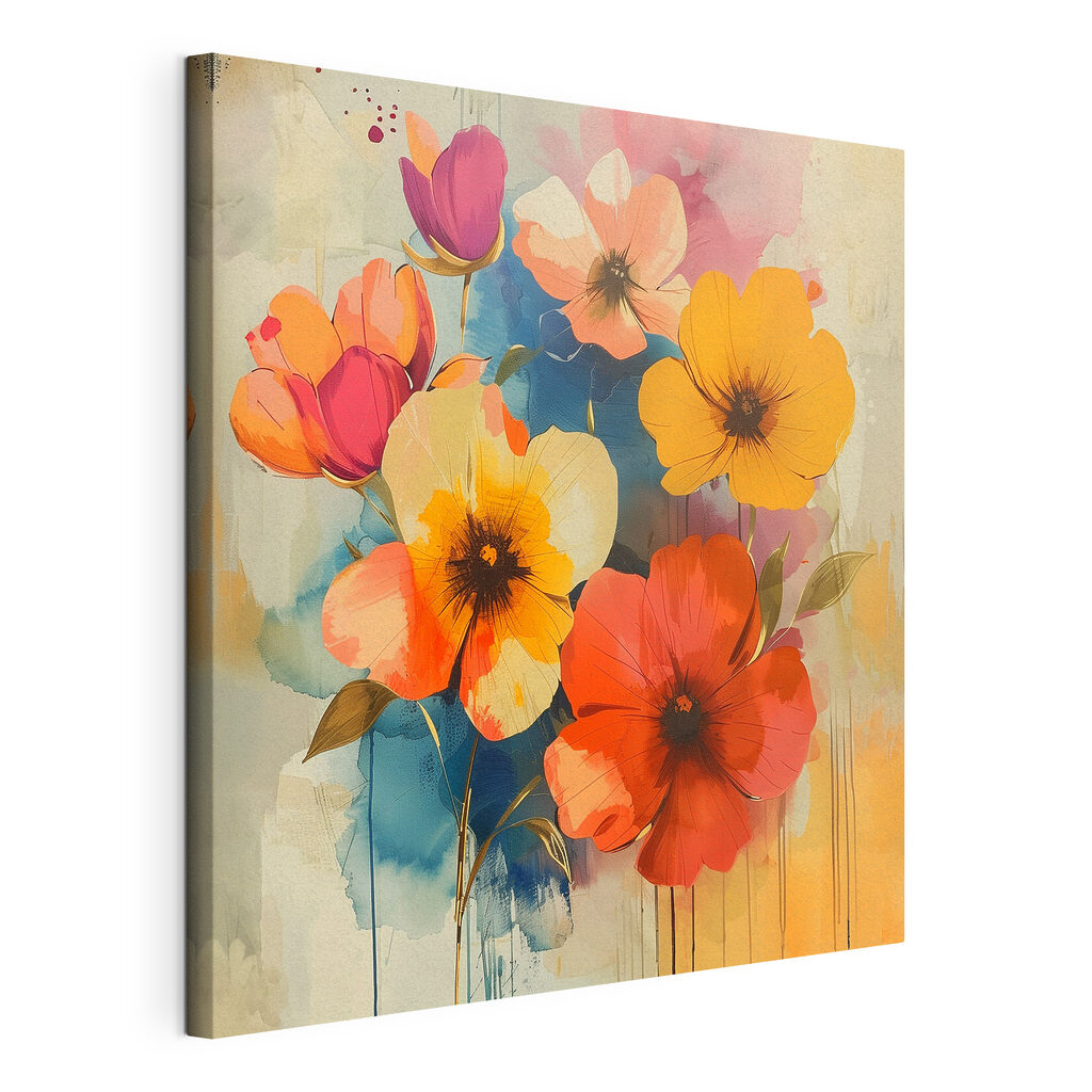 Painting of flowers on a wall Painting of flowers on a wall