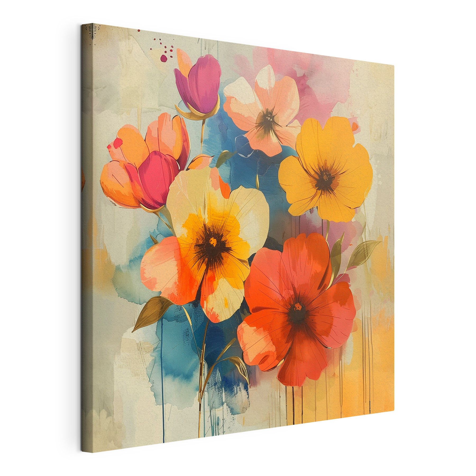 Painting of flowers on a wall Painting of flowers on a wall