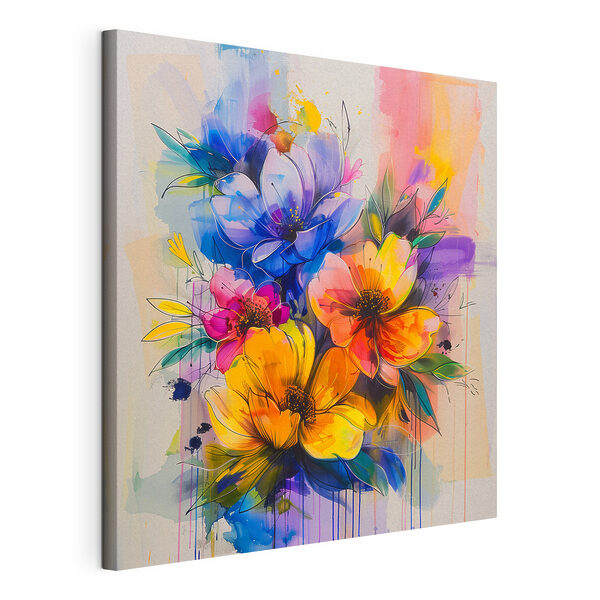 Quadri Dipinto di fiori su sfondo bianco