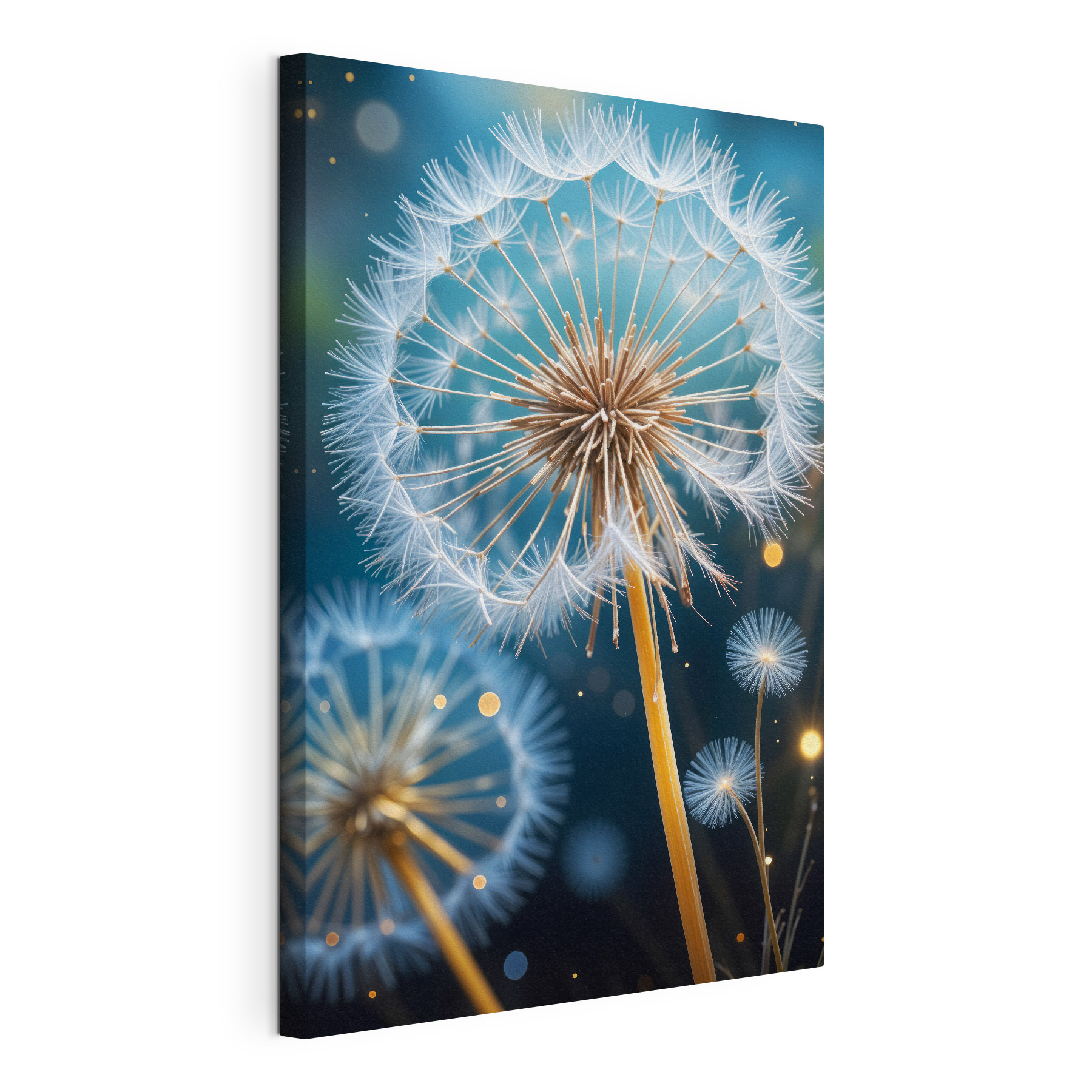 Delicate dandelion seeds floating gently