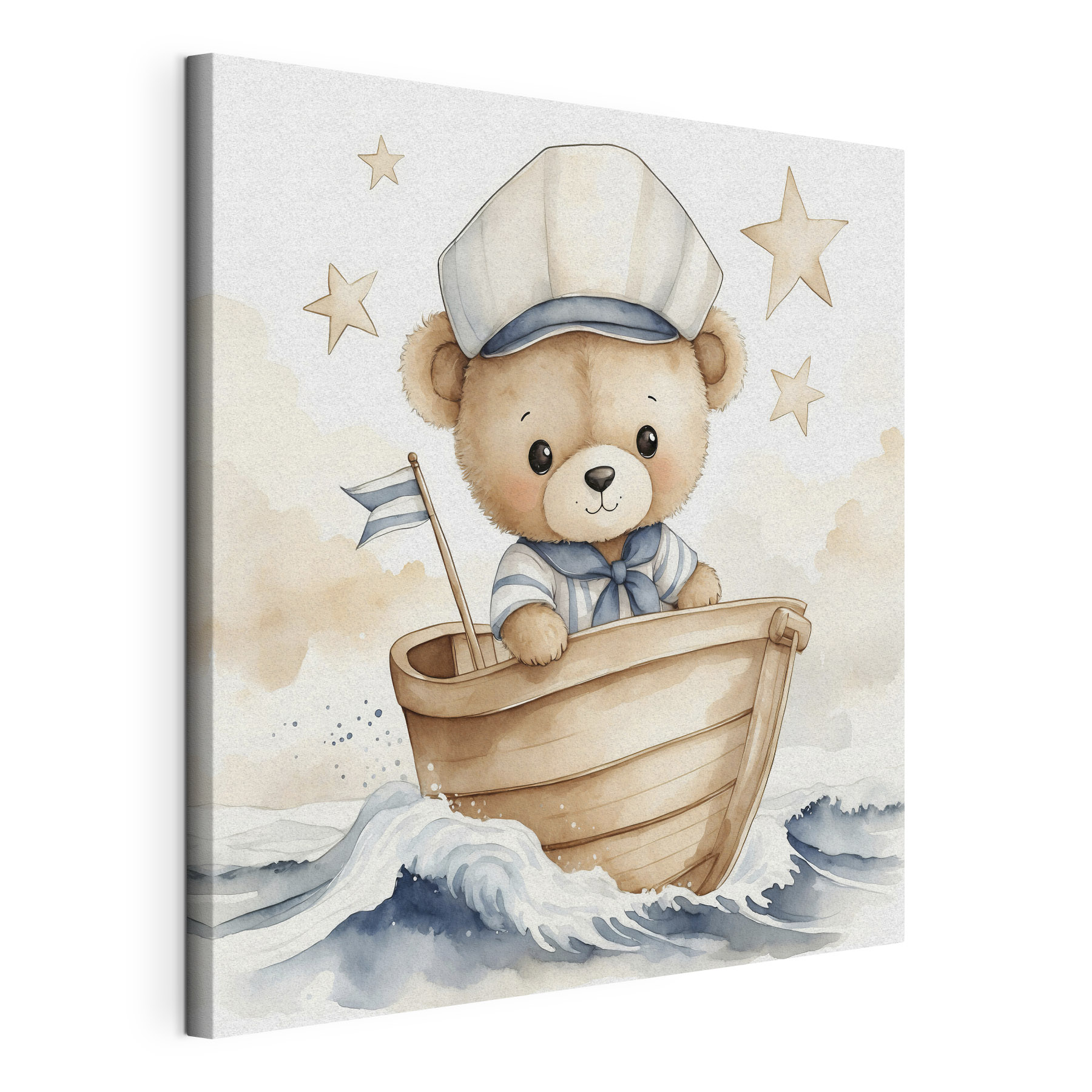 Watercolor of a teddy bear in a boat Watercolor of a teddy bear in a boat