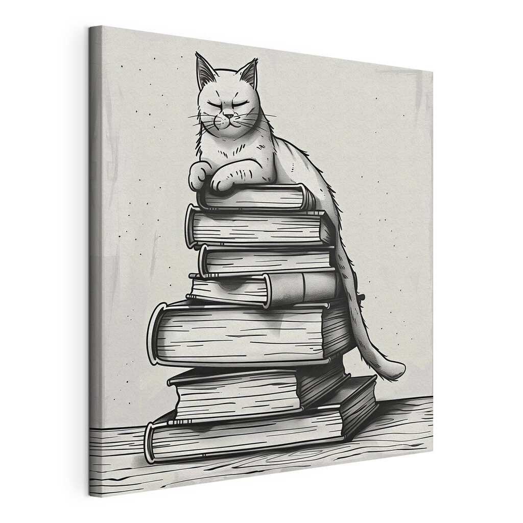 Cat sitting on a stack of books