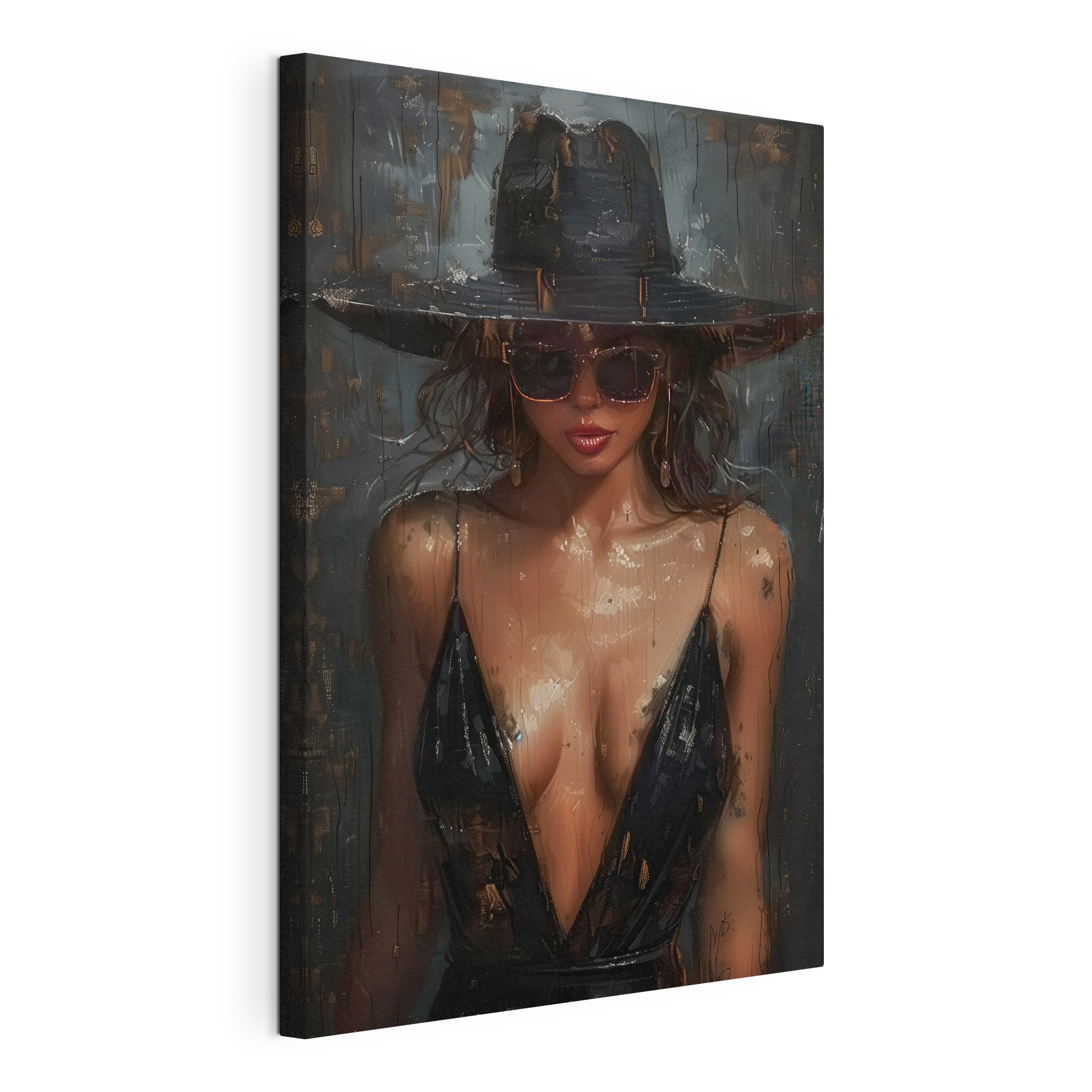 Woman wearing a hat and sunglasses