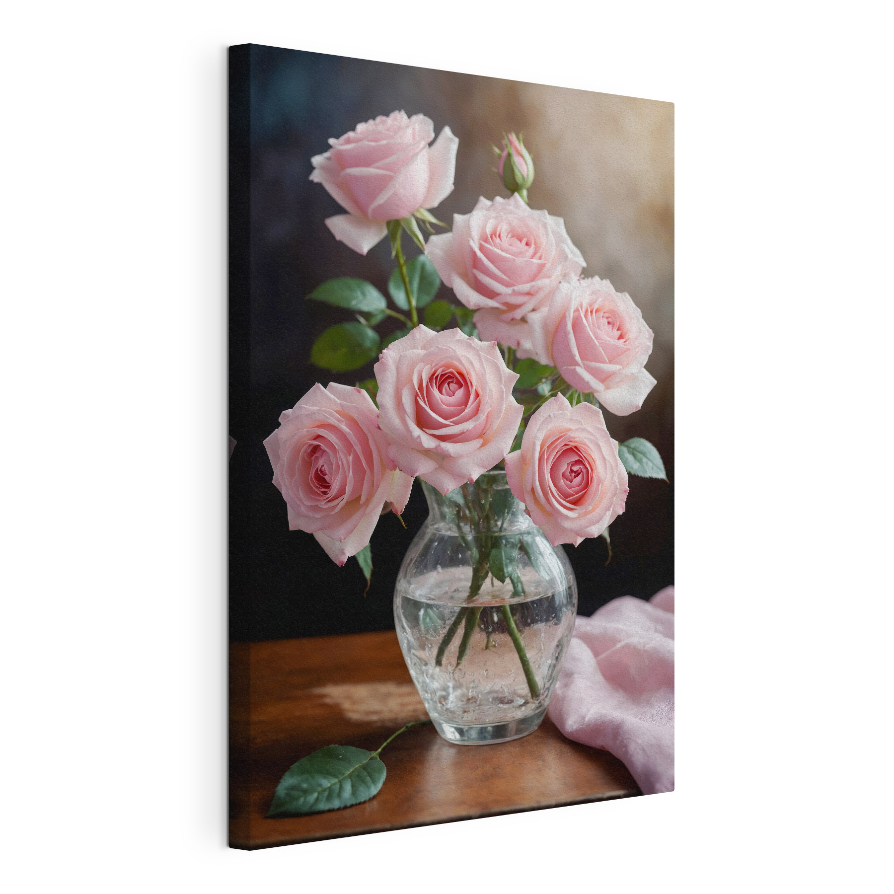Vase of pink roses