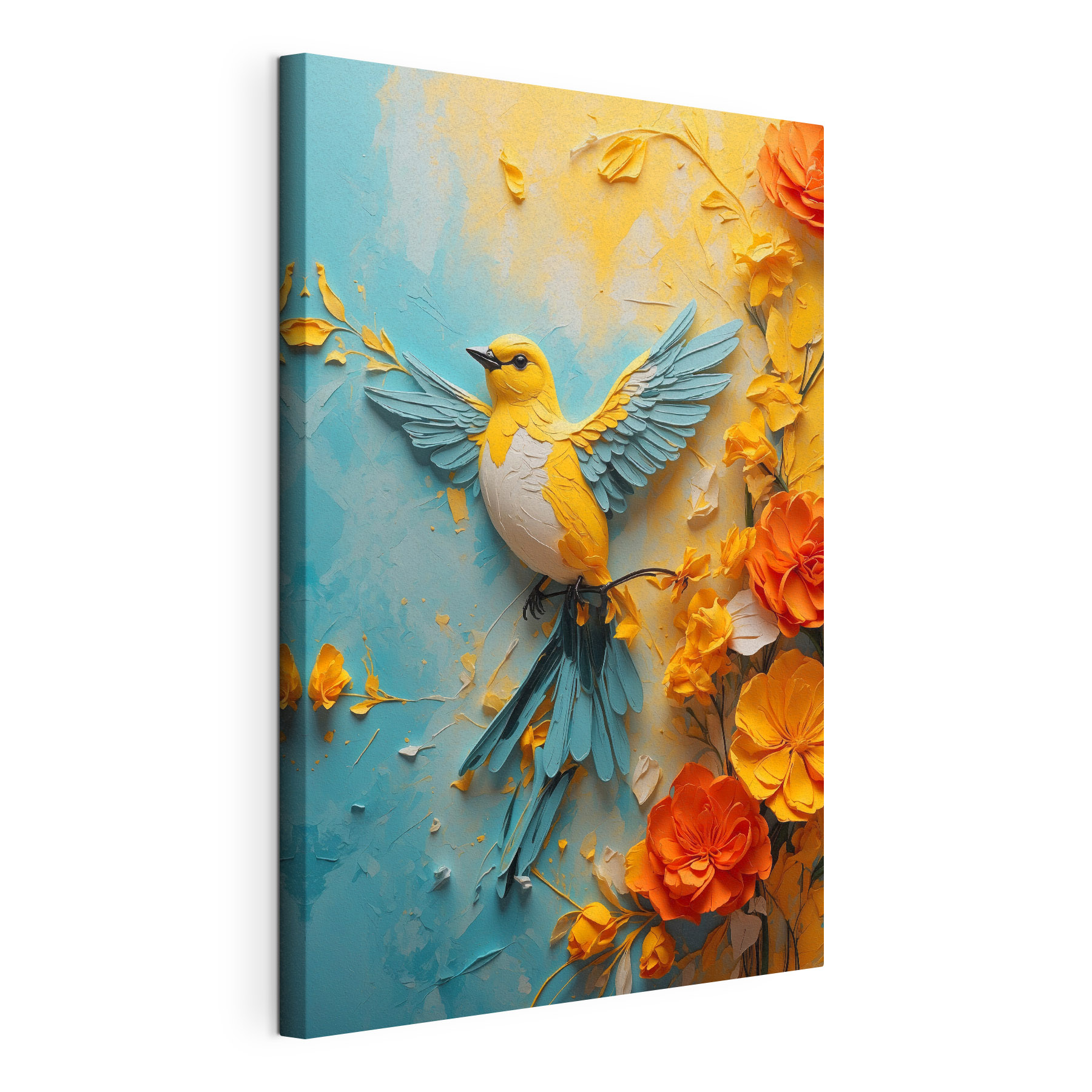 Bird on a branch with flowers Bird on a branch with flowers